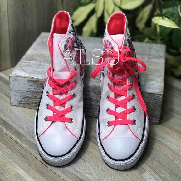 NWT Converse Ctas Hi Canvas White Racer Pink W - Picture 2 of 7